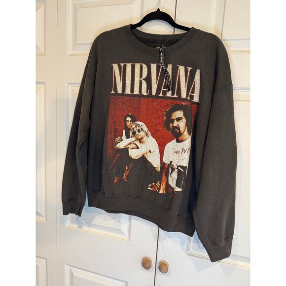 NWT NIRVANA Dark Gray Crewneck Sweatshirt - Picture 1 of 8